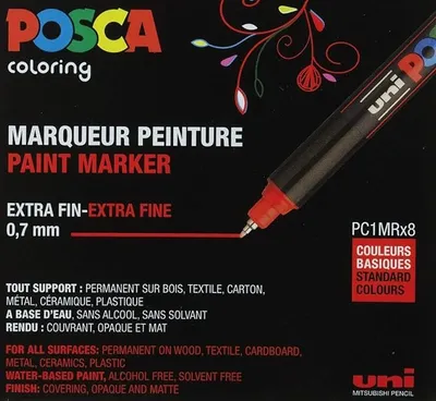 Uni-Marker Set Posca Pc-1M Basic Colors 8/1 - 1
