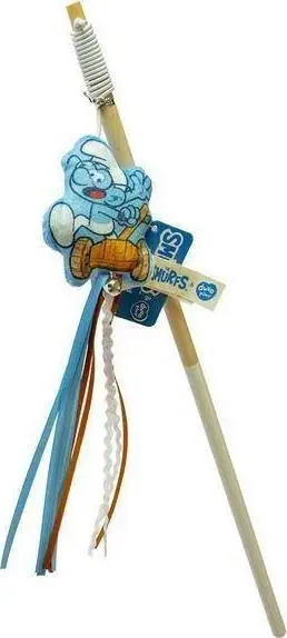 Lodër për mace Duvo+ Smurfs Fishing Rod, shkop druri, me zile, shumëngjyrëshe