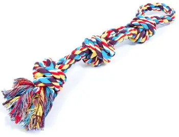 Lodër për qen Duvoplus Rope with Bow, pambuk, me dy nyje, shumëngjyrëshe