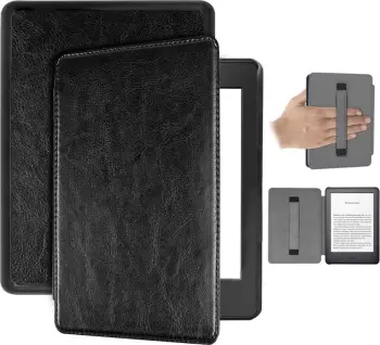 Mbrojtëse prej lëkure Alogy për Kindle 10 2019, e zezë