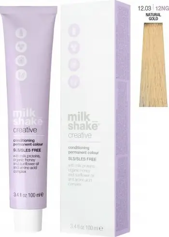 Bojë e përhershme për flokë Milk Shake Creative 12.03 12NG Natural Gold, pa SLS SLES, 100 ml