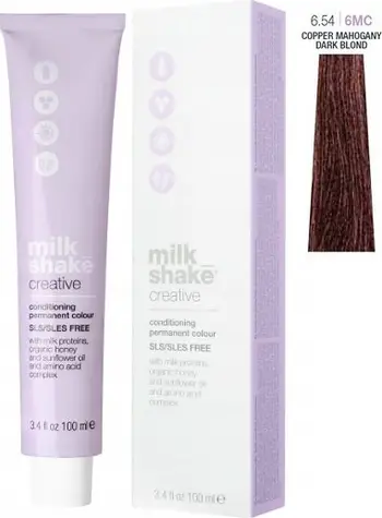 Ngjyrë e përhershme për flokë Milk Shake Creative 6.546MC Copper Mahogany Dark Blonde, pa SLS SLES, 100 ml