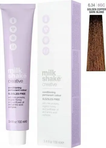 Ngjyrë e përhershme flokësh Milk Shake Creative 6.346GC, 100 ml, bionde e errët bakri e artë