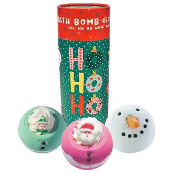 Set dhuratë me bomba për banjë Bomb Cosmetics Ho Ho Ho Bath Gift Set për femra, 3 copë