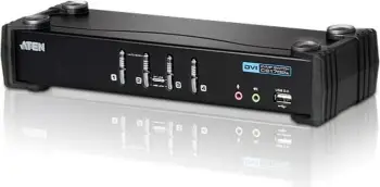 Switch KVM ATEN 4-portë USB DVI me audio dhe USB 2.0 Hub