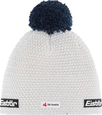Kapelë dimri Eisbar Jamie Pompon, lesh merino, fleece brenda, e zezë