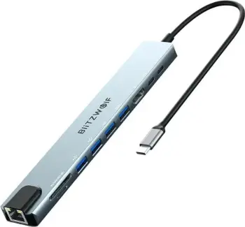 Stacion dokimi BlitzWolf BW-TH5, USB-C, USB 3.0, USB 2.0, HDMI, PD 100W, ngjyrë argjendi