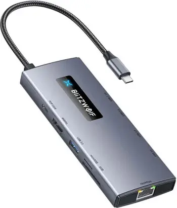HUB BlitzWolf BW- TH8 10-në-1, USB-C, HDMI 4K, RJ45, Silver