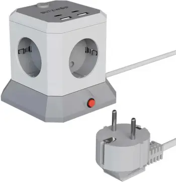 Zgjatues BlitzWolf BW-EC1 me 4 dalje AC, 2 USB-A, 2 USB-C, 1.8m, Gri