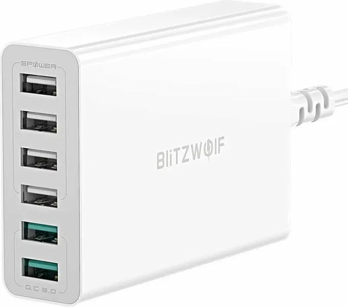 Karikues BlitzWolf BW-S15, 6x USB, QC 3.0, 60 W, i bardhë - 3