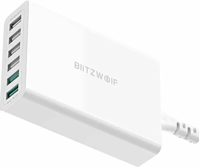 Karikues BlitzWolf BW-S15, 6x USB, QC 3.0, 60 W, i bardhë - 5