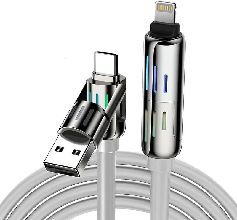 Kabllo 4-në-1 BlitzWolf BW-HDC6, USB-C/USB-A në USB-C/Lightning, 1.2m, 240W, gri - 1