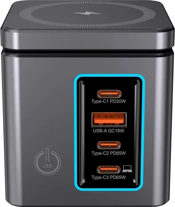 Karikues rrjeti GaN BlitzWolf BW-i113 Max, 105W, 3x USB-C + USB-A, karikim wireless 15W/5W - 3