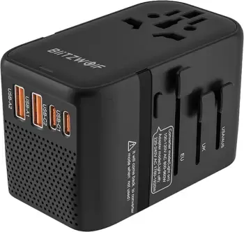 Adapter udhëtimi BlitzWolf BW-TA3, universal, trup kompakt, i zi