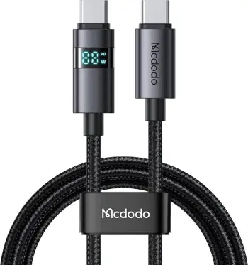 Kabllo USB-C në USB-C Mcdodo CA-5610, 1.2m, 100W, me ekran LED, e zezë