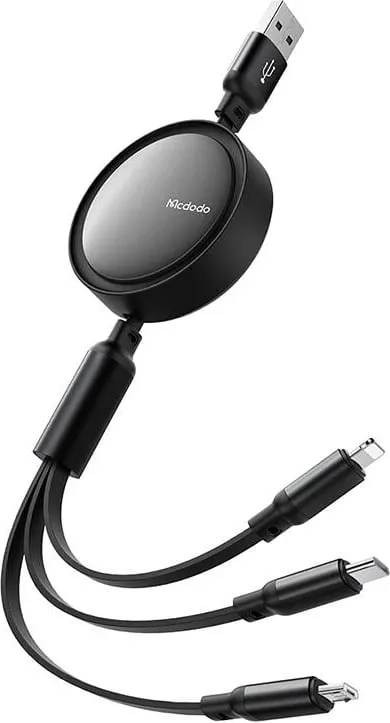 Kabllo 3-në-1 Mcdodo CA-7256, USB në USB-C/Lightning/Micro USB, 1.2m, e zezë - 1
