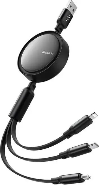 Kabllo 3-në-1 Mcdodo CA-7256, USB në USB-C/Lightning/Micro USB, 1.2m, e zezë