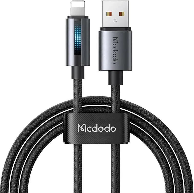 Kabllo Mcdodo CA-5660 USB-A në Lightning me dritë LED, 1.2m, e zezë - 1