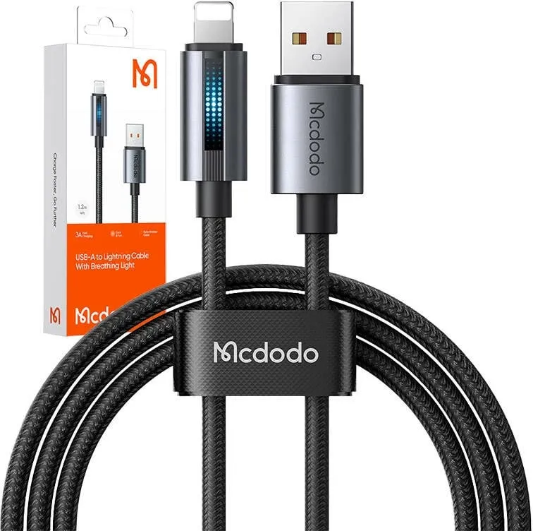 Kabllo Mcdodo CA-5660 USB-A në Lightning me dritë LED, 1.2m, e zezë - 4