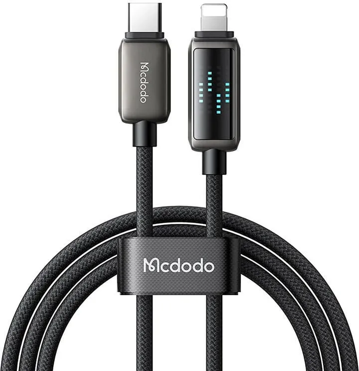 Kabllo Mcdodo CA-2630 USB-C në Lightning, 1.2m, 36W, ekran LED, e zezë - 1