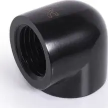 Adapter uji Alphacool Eiszapfen, 90°, G1/4 F në G1/4 F, i zi