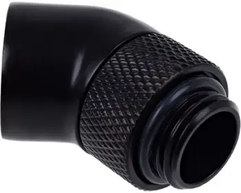 Përshtatës këndor për sistem ftohjeje me ujë Alphacool Eiszapfen, 45°, 1/4", i zi