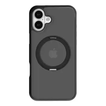 Mbështjellës Torras Ostand Pro për iPhone 16, i zi
