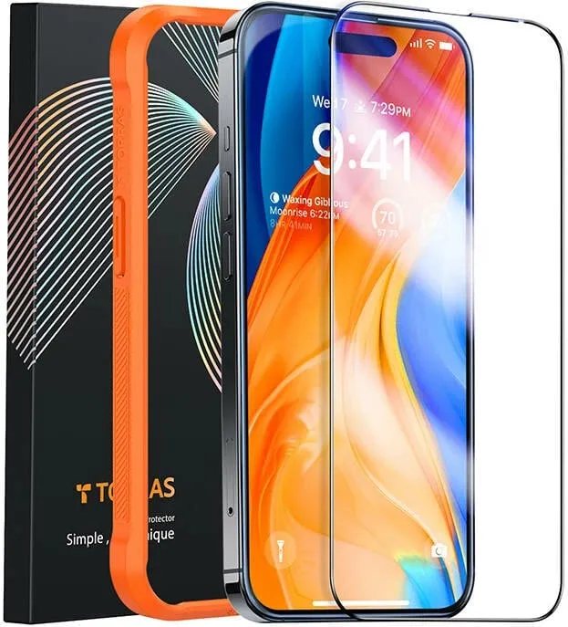 Xham i temperuar Torras InstaII Master për iPhone 15, me kornizë montimi - 4