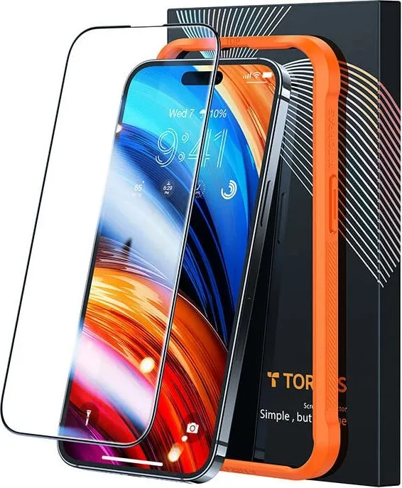 Xham i temperuar Torras InstaII Master për iPhone 15, me kornizë montimi - 5
