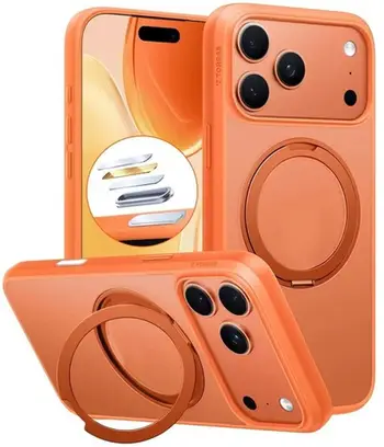 Mbulesë telefoni Torras Ostand Pro Series për iPhone 17 Pro, rezistente ndaj goditjeve, portokalli