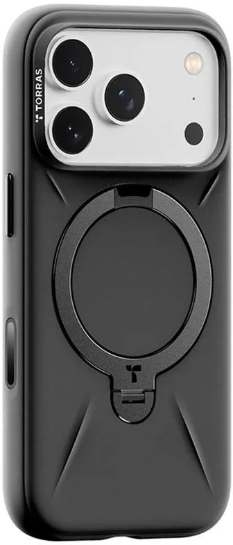 Mbulesë telefoni Torras Ostand Spin Softune, për iPhone 17 Pro Max, me MagSafe, e zezë - 1
