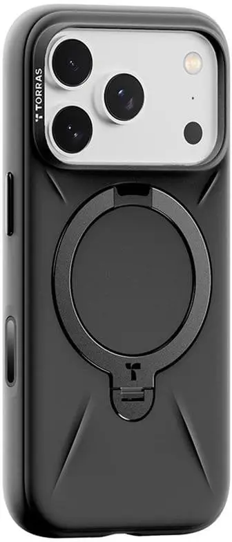 Mbulesë telefoni Torras Ostand Spin Softune, për iPhone 17 Pro Max, me MagSafe, e zezë