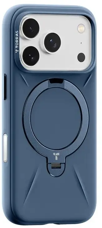 Mbulesë telefoni Torras Ostand Spin Softune Series për iPhone 17 Pro Max, silikon, me qëndrim, blu