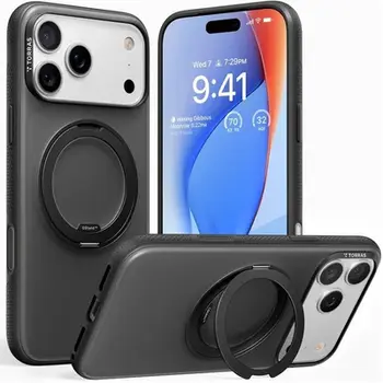 Mbrojtëse telefoni Torras Ostand R Fitness Series për iPhone 17 Pro Max, me unazë 360°, MagSafe, e zezë