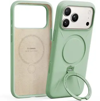Mbulesë telefoni Torras Ostand Spin Softune, për iPhone 17 Pro, me unazë 360°, jeshile