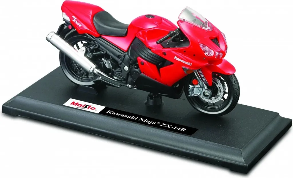 Model moto MAISTO Kawasaki Ninja ZX 14R, shkalla 1:18, me bazament, e kuqe - 3