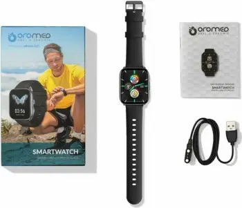 Smartwatch Oromed Pro GT, monitorim shëndeti, njoftime telefoni, i zi