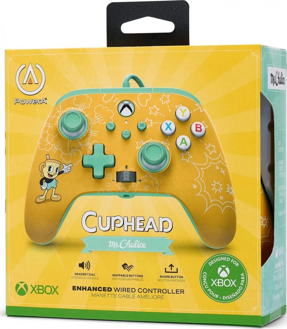 Kontroller PowerA Xbox Enhanced Cuphead, me kabllo, i verdhë - 10