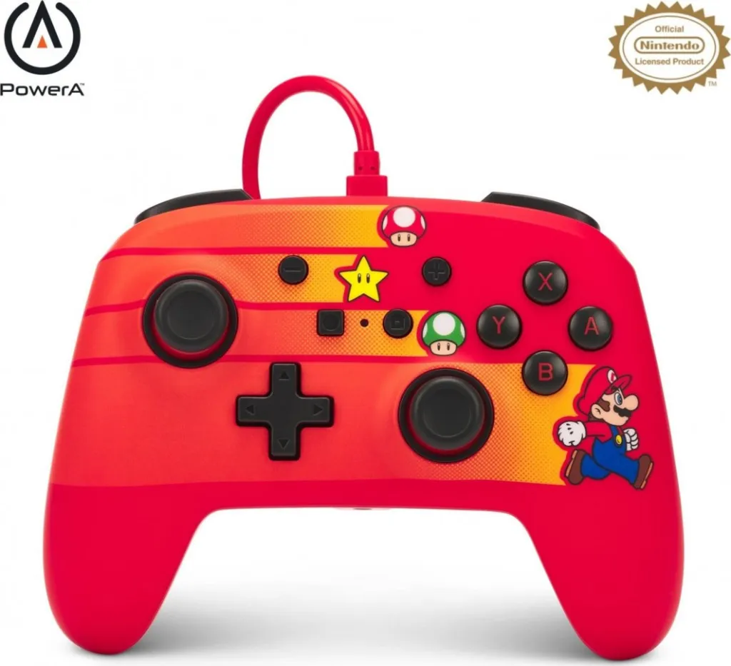 Kontroller PowerA Enhanced Speedster Mario, me kabllo, i kuq - 2
