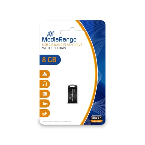 USB flash MediaRange MR920, 8GB, USB 2.0, e zezë - 1