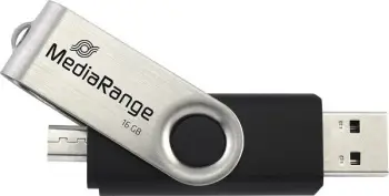USB stick MediaRange 16GB, USB/Micro USB, zi/argjendtë