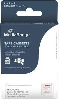 Kasetë etiketuese MediaRange MRBTZ132, 12mm, 8m, e kuqe