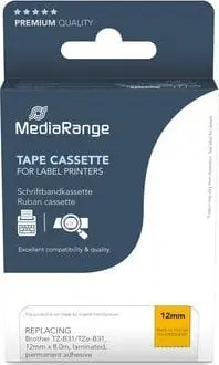 Shirit etiketimi MediaRange MRBTZB31, 12mm 8m, tekst i zi