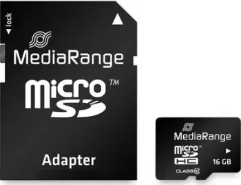 Kartë memorie MediaRange MR958, microSDHC, 16GB, Class 10, me adaptor, e zezë
