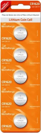 Set i baterive MediaRange CR1620, 3V, 5 copë, të argjendta - 1
