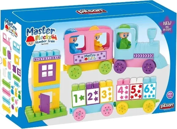 Set lodër për fëmijë Pilsan master blocks number train - 1
