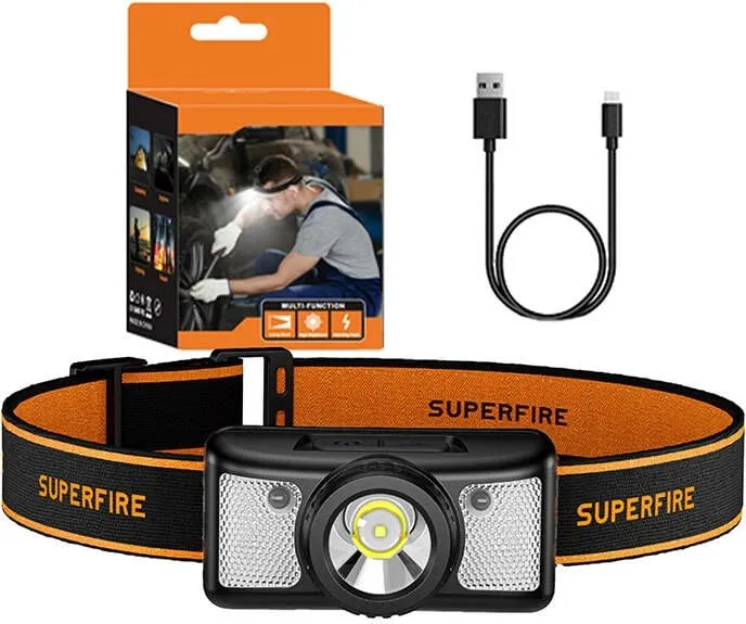 Dritë koke Superfire HL91-X, 200 lumen, USB-C, e zezë - 2