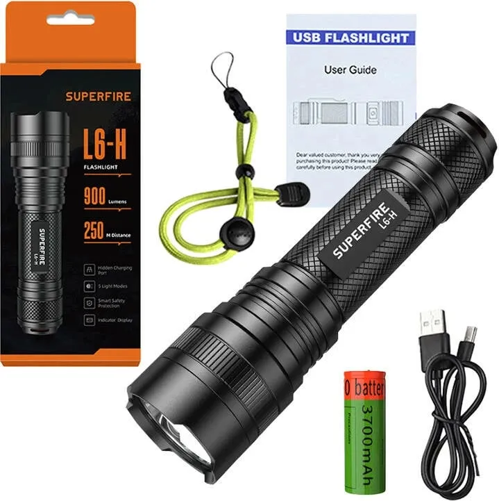Elektrik dore Superfire L6-H, 750lm, USB-C, i zi - 5