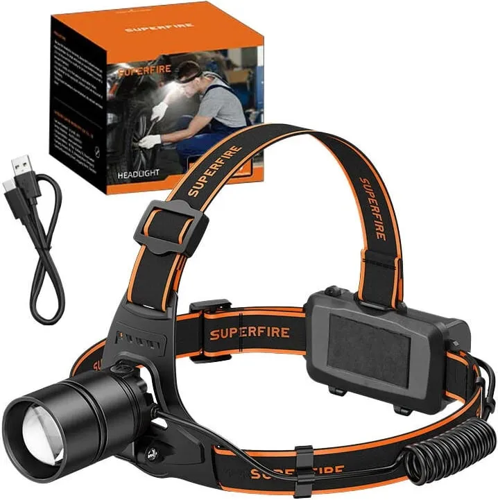 Llambë koke Superfire HL71, 500lm, USB, e zezë - 2