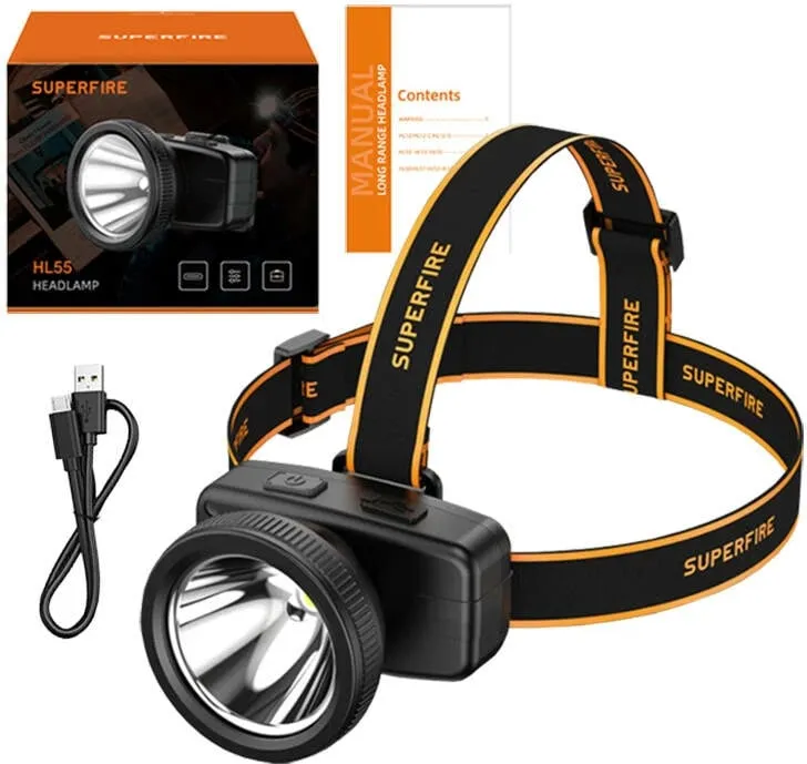 Dritë koke Superfire HL55, 150lm, USB-C, e zezë - 2